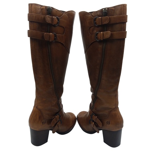 Born Milari Knee High Riding Boots Leather Buckle Accent Heel Brown Women's‎ 9.5 - Picture 5 of 12